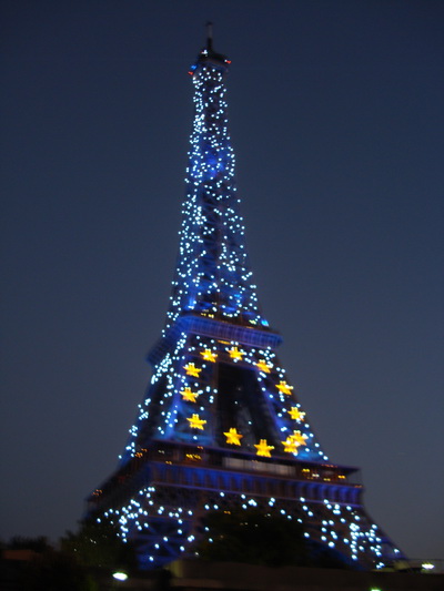 Eiffel Tower Night Time Lit